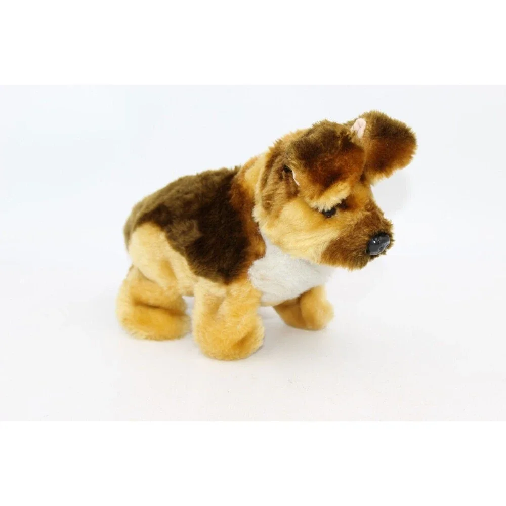 Vintage IWAYA German Shepherd Dog Plush Toy Black Brown Electronic NONWORKING 10